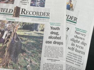 Covers of two issues of Greenfield Recorder