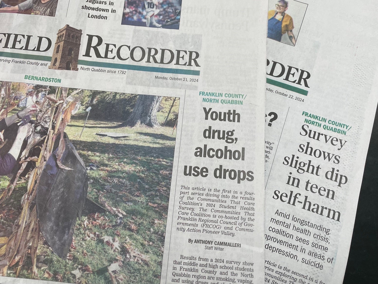 Covers of two issues of Greenfield Recorder