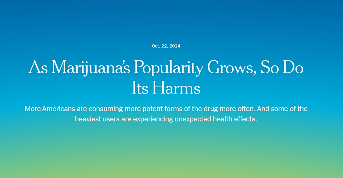 Title Screen from The Daily, "As Marijuana's Popularity Grows, So Do It's Harms"