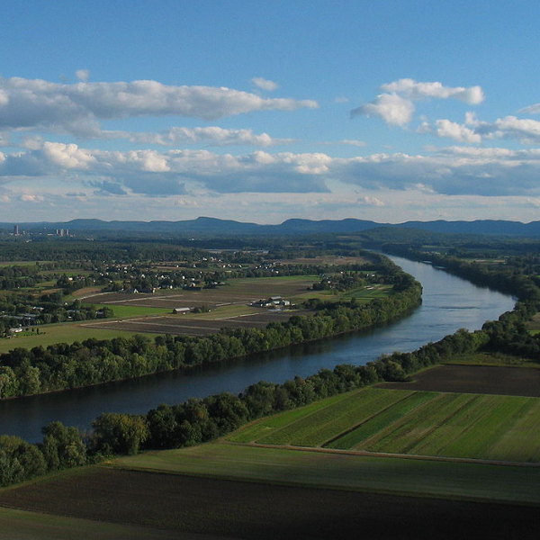 View of the Connecticut river and surrounding area from Sunderland and Deerfield